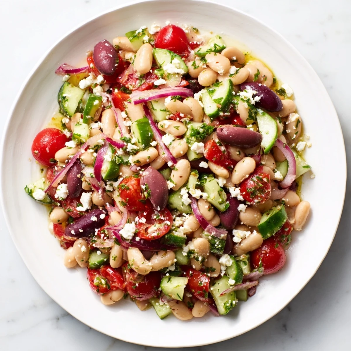 Fresh white beans and vegetables star in this Mediterranean salad, ready in just minutes.
