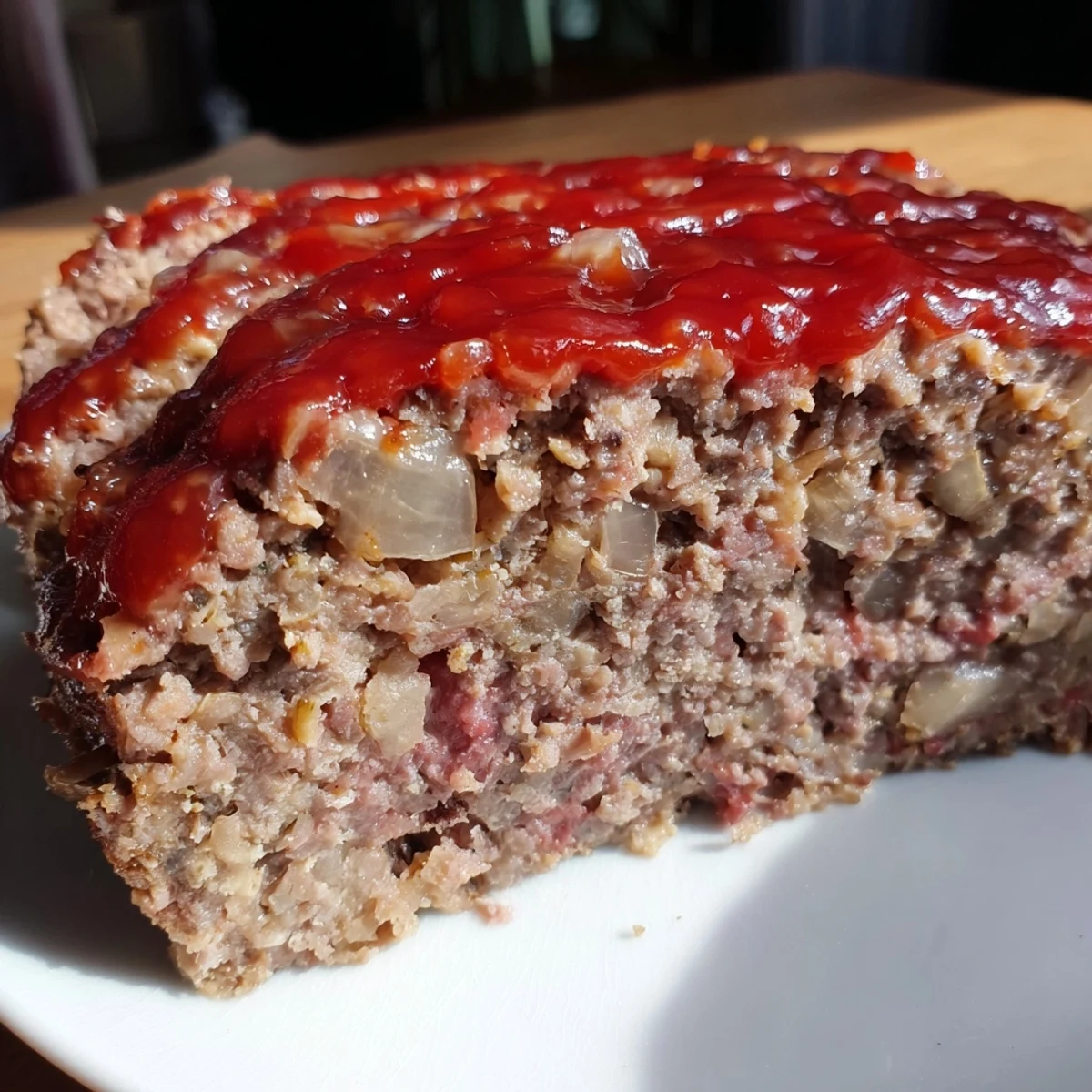 This homey Effortless Stove Top Stuffing Meatloaf Hack shows a perfectly baked, browned loaf on a pan.