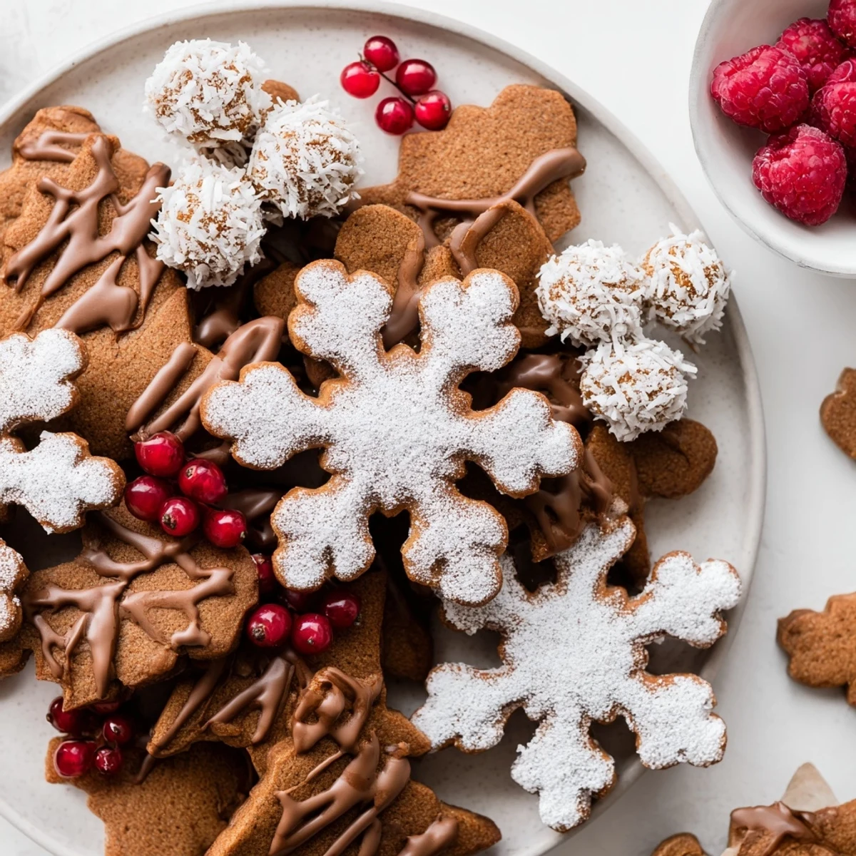 This Snowflake dessert board features a gorgeous snowy arrangement with fresh berries and sweet treats.
