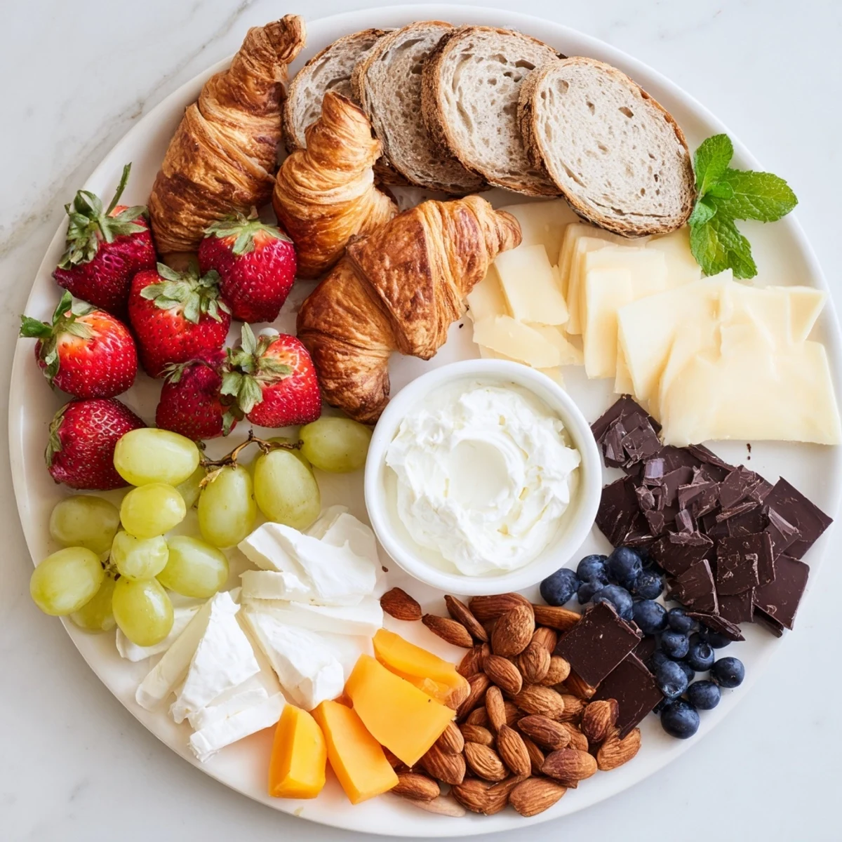 A Gift Box Brunch Board Delight, with vibrant fruits, cheeses, and pastries, ready for sharing.