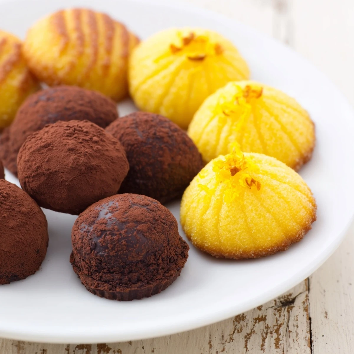 A beautiful platter of assorted Mignardises Bonne Année 2026, perfect for a New Year's treat.