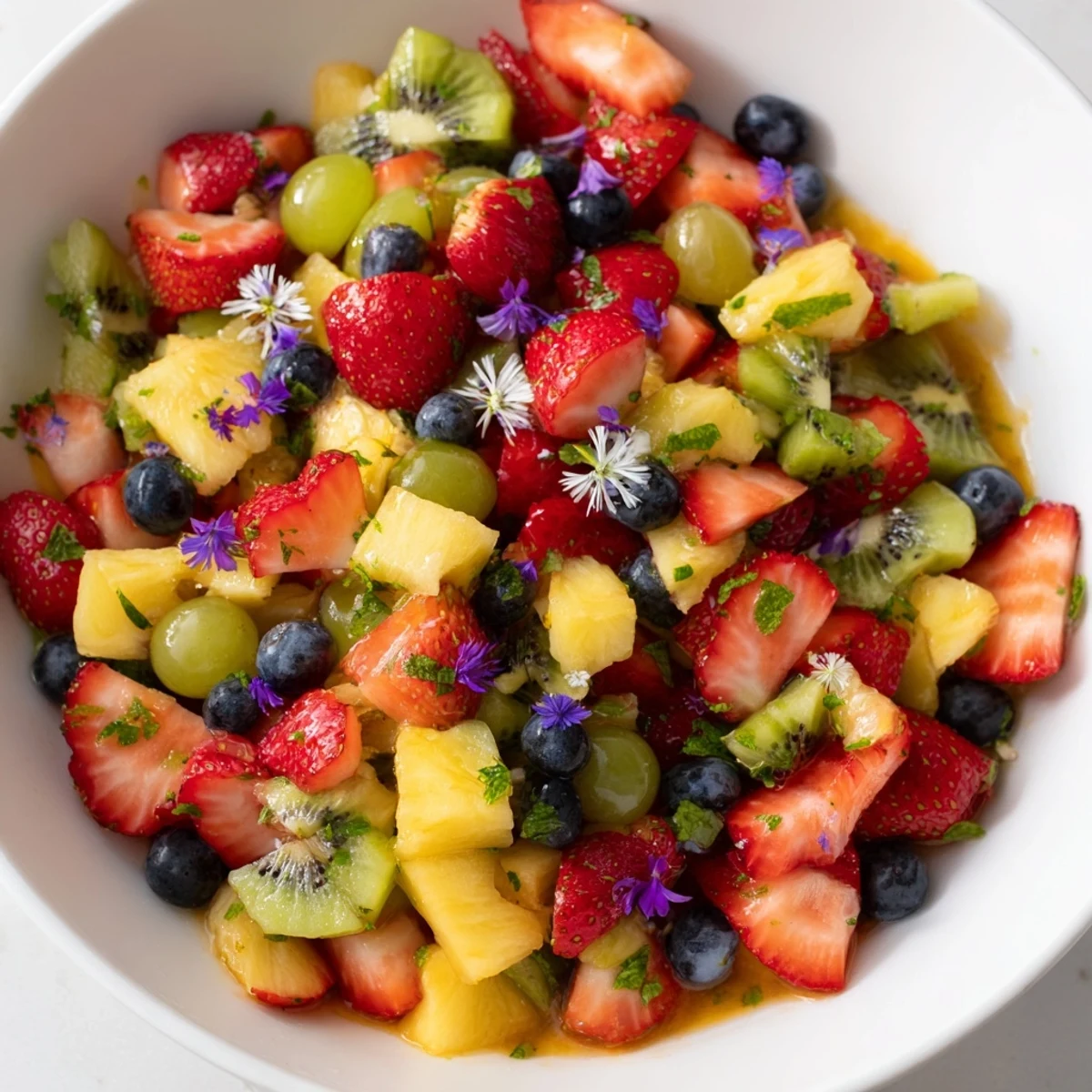 Enjoy this stunning Festive Bow Fruit Medley featuring juicy fruit pieces in a beautiful, light, and healthy dessert bowl.