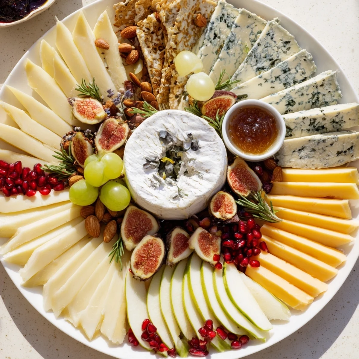 Imagine a festive Star of Bethlehem cheese platter overflowing with brie, grapes, and fig jam.