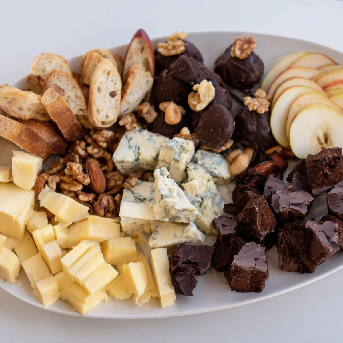 Enjoy this easy Fireside Comfort & Cocoa, a delicious assortment with dark chocolate and aged cheeses.