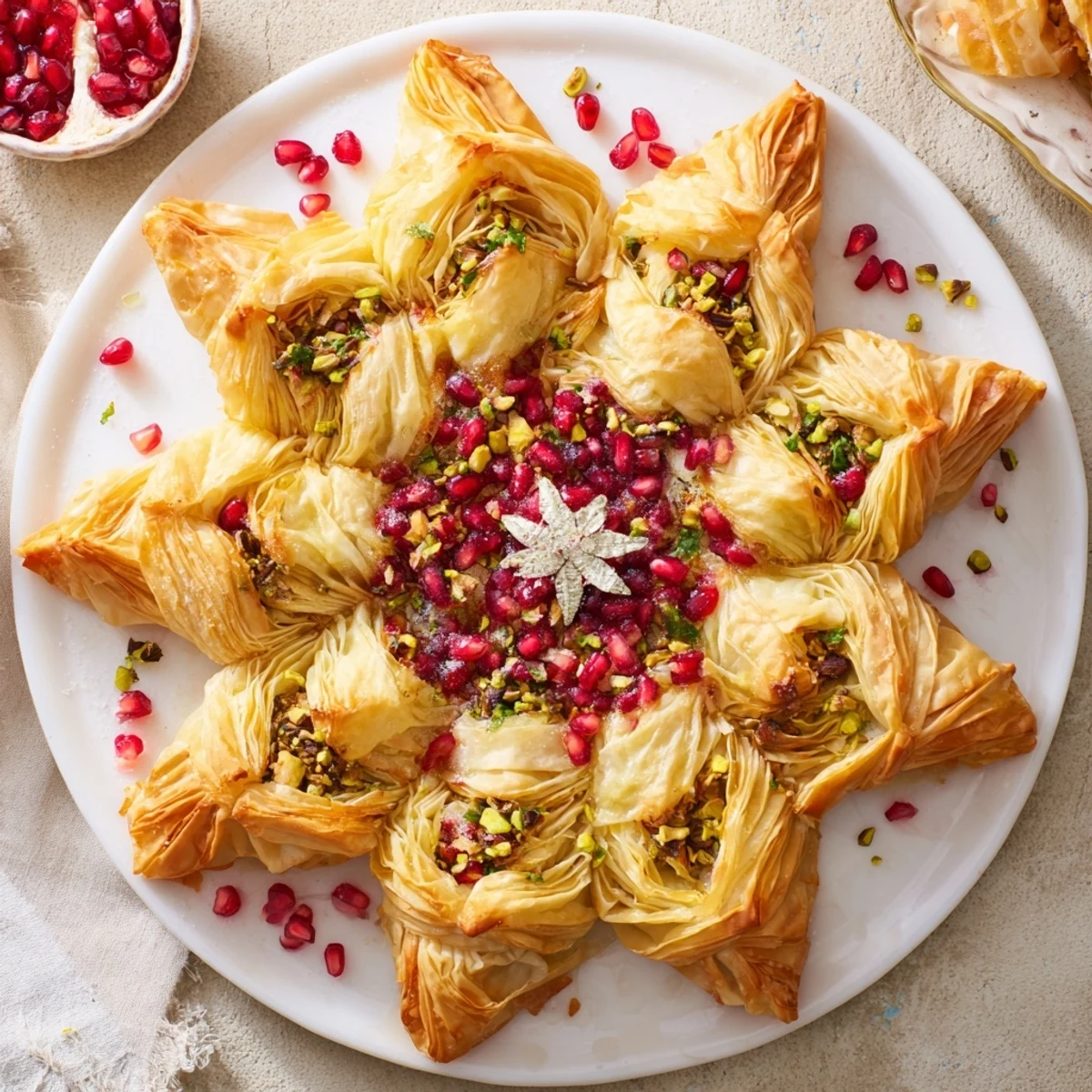 Golden, flaky layers of puff pastry surround the festive Cranberry Christmas Star, ready to serve and share.