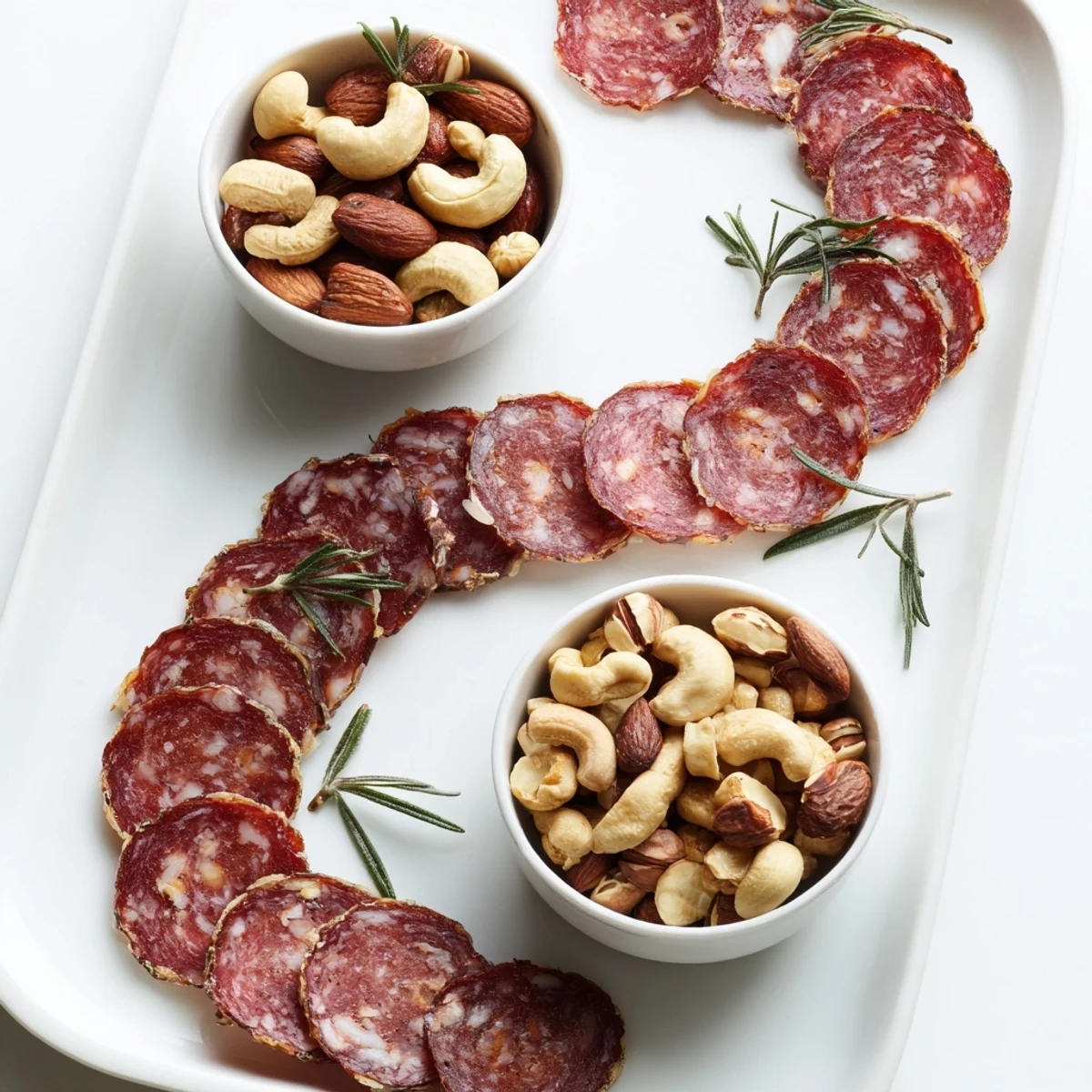 Get the party started with The Infinity Loop, a charcuterie loop around nut bowls.
