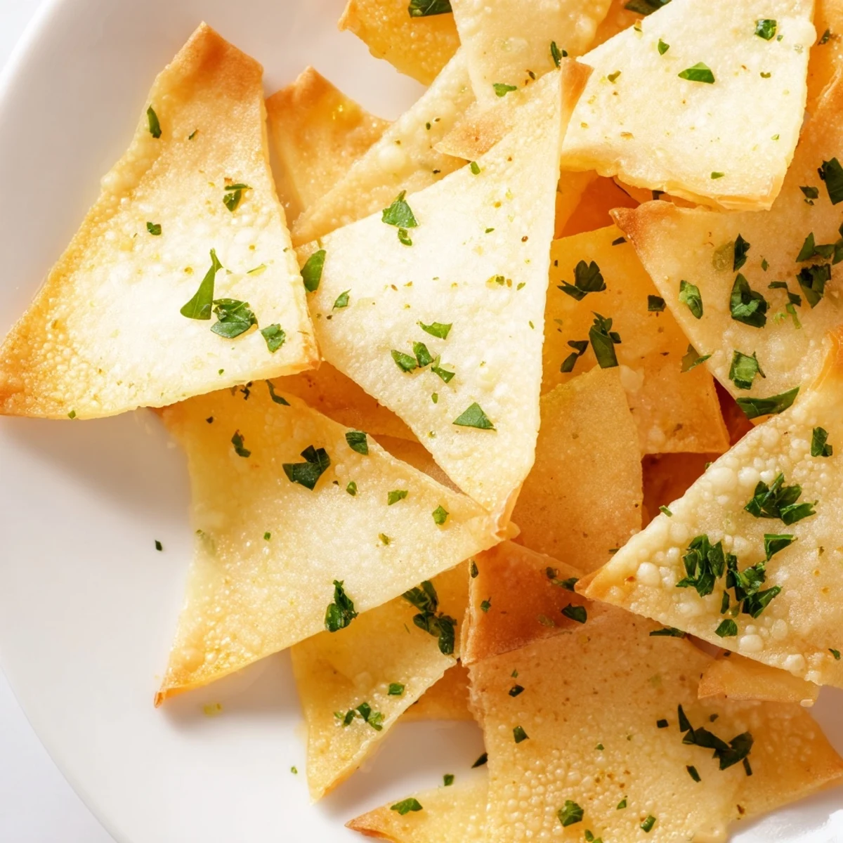 Golden-brown crispy garlic lumpia chips ready to eat, perfect snack with irresistible garlic aroma.