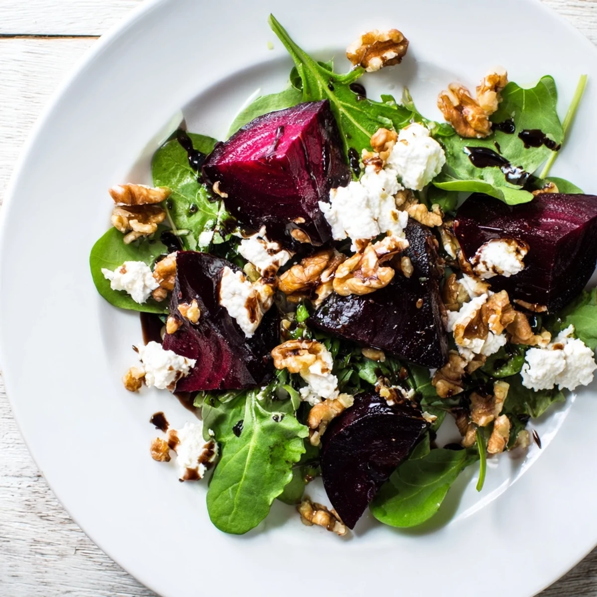 Vibrant Beet and Goat Cheese Salad, showing colorful beets, creamy cheese, and a tangy dressing.