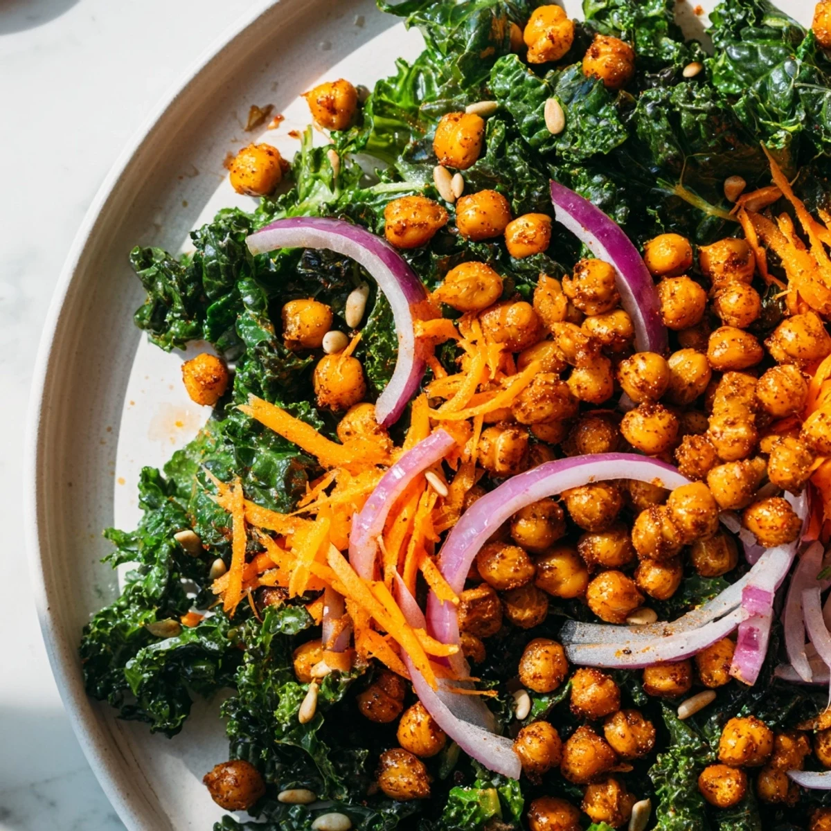 Kale Salad Roasted Chickpeas