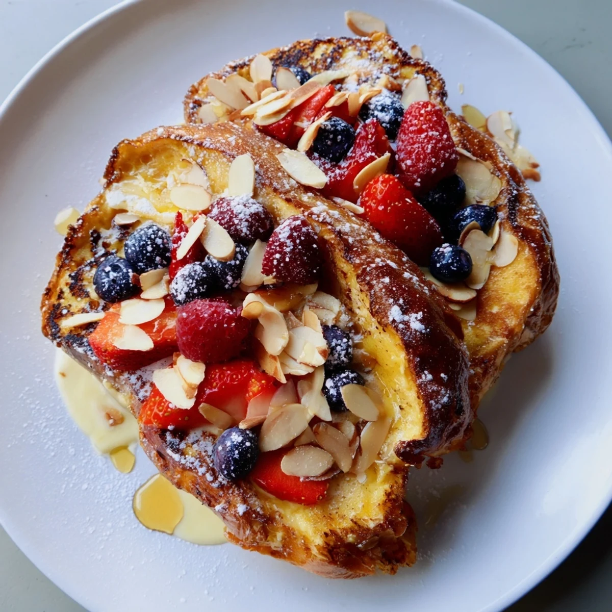 Warm Custard Toast showcases a perfectly baked, custardy center and crispy, toasted edges.