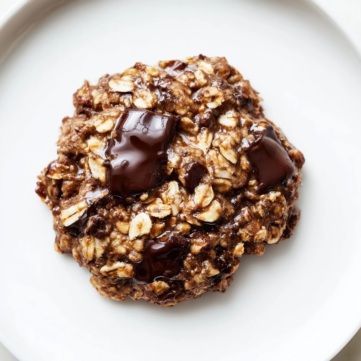 Warm chocolate oatmeal breakfast cookies, a satisfying, naturally sweet, delicious, grab-and-go meal.