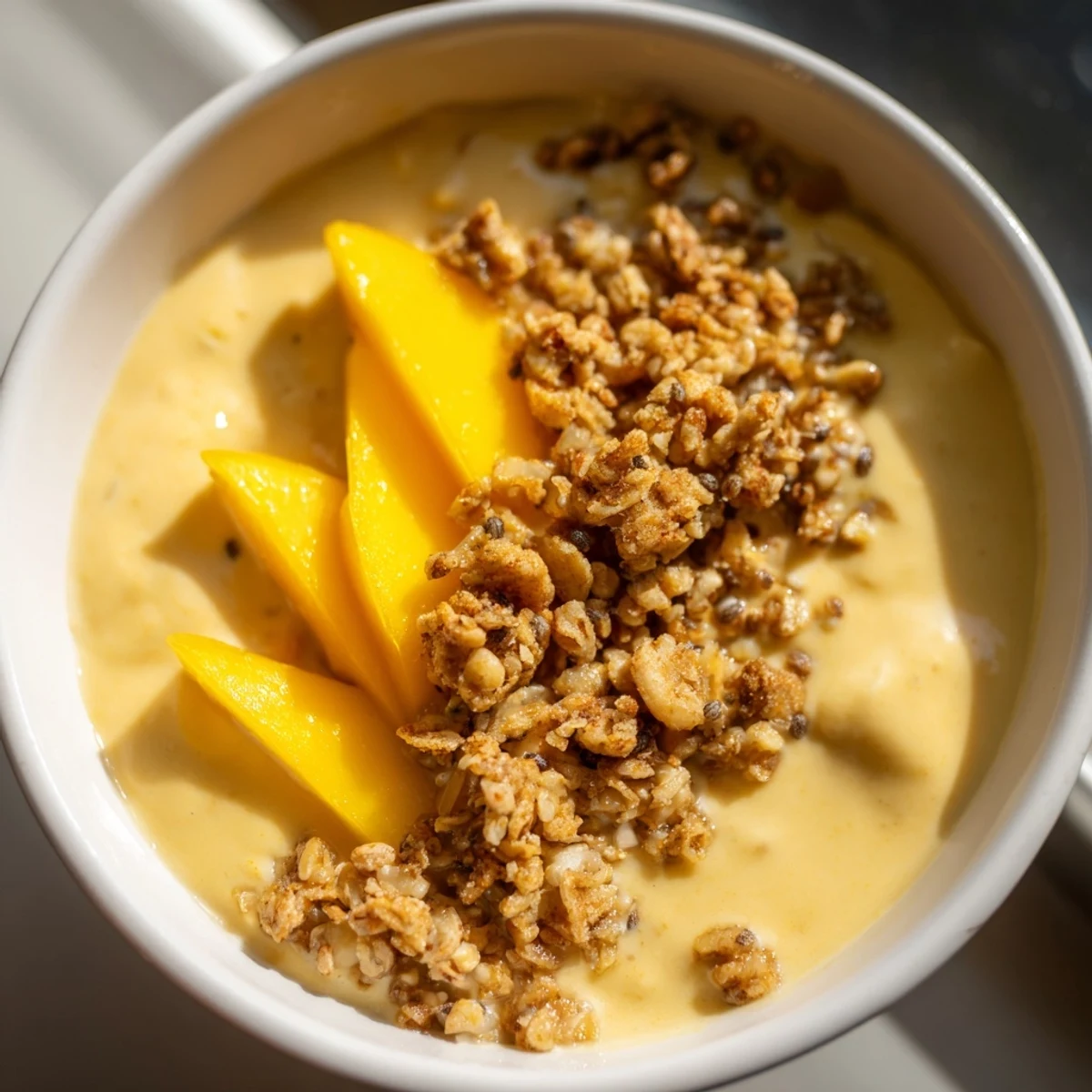 Enjoy a refreshing spoonful of delicious Mango Blended Overnight Oats—a naturally sweet and easy breakfast treat.