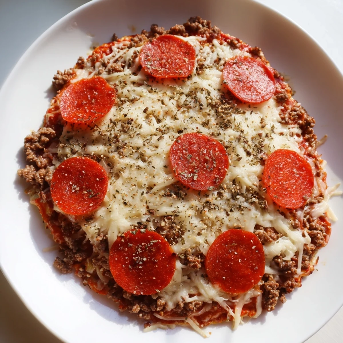 Gooey mozzarella and spicy pepperoni crown these savory Meat Pizza Pepperoni Stacks, fresh from the oven.