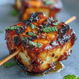 Golden halloumi, juicy watermelon, and fresh mint skewers sizzling on the grill.