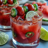 Fiesta-ready mocktail: a spicy, sweet watermelon jalapeño margarita blend.