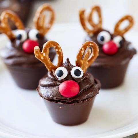 Chocolate Reindeer Pudding Cups