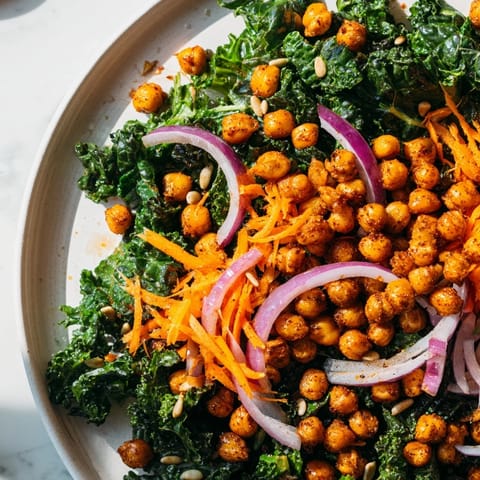 Kale Salad Roasted Chickpeas