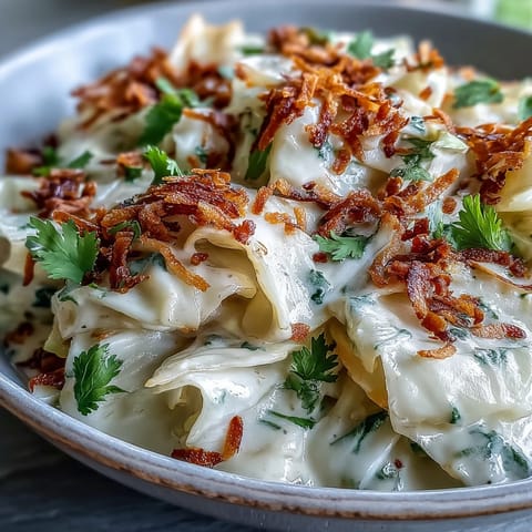 A close-up shows steaming Coconut Braised Cabbage garnished with fresh cilantro and toasted coconut flakes.