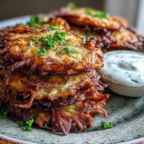 Freshly fried Cabbage Fritters With Dipping Sauce are served warm on a plate with creamy Greek yogurt sauce for dipping.