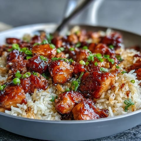 Tender chicken and fluffy rice coated in a sweet and smoky sauce fill a skillet for this One-Pan Bold Honey BBQ Chicken Rice, ready for family dinners.