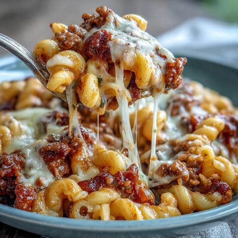 Steaming One-Pan High Protein Chili Mac with cheddar, beans, and jalapeños served beside tortilla chips.