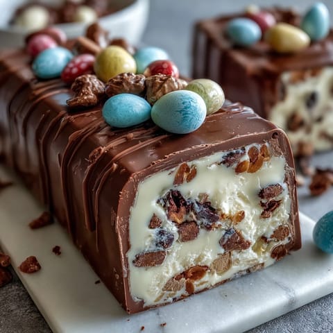 Pastel Chocolate Bark with Cadbury Eggs features swirls of white and candy melts, topped with crunchy mini eggs and sprinkles for a festive Easter treat.