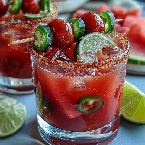 Fiesta-ready mocktail: a spicy, sweet watermelon jalapeño margarita blend.