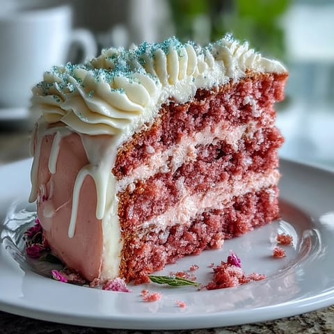 Bridal Shower Rosé Velvet Cake: delicate pink layers with elegant gold drip.