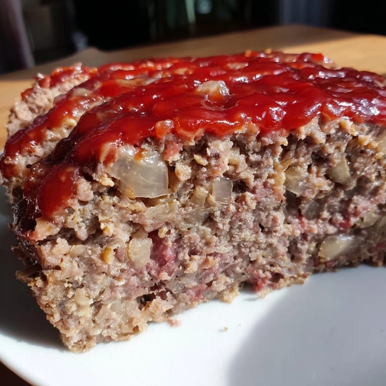 This homey Effortless Stove Top Stuffing Meatloaf Hack shows a perfectly baked, browned loaf on a pan.