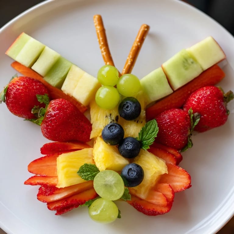 Vibrant Butterfly Fruit Tray: a beautifully arranged platter of fresh, juicy fruits for brunch.