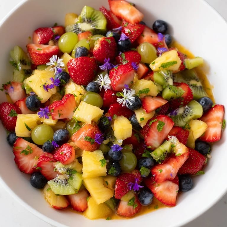 Enjoy this stunning Festive Bow Fruit Medley featuring juicy fruit pieces in a beautiful, light, and healthy dessert bowl.