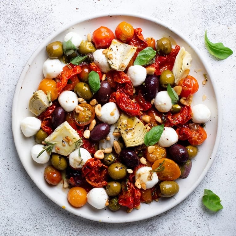 This festive Olive and Cherry Tomato Garland is overflowing with fresh herbs, cheeses, and olives; ready to serve!
