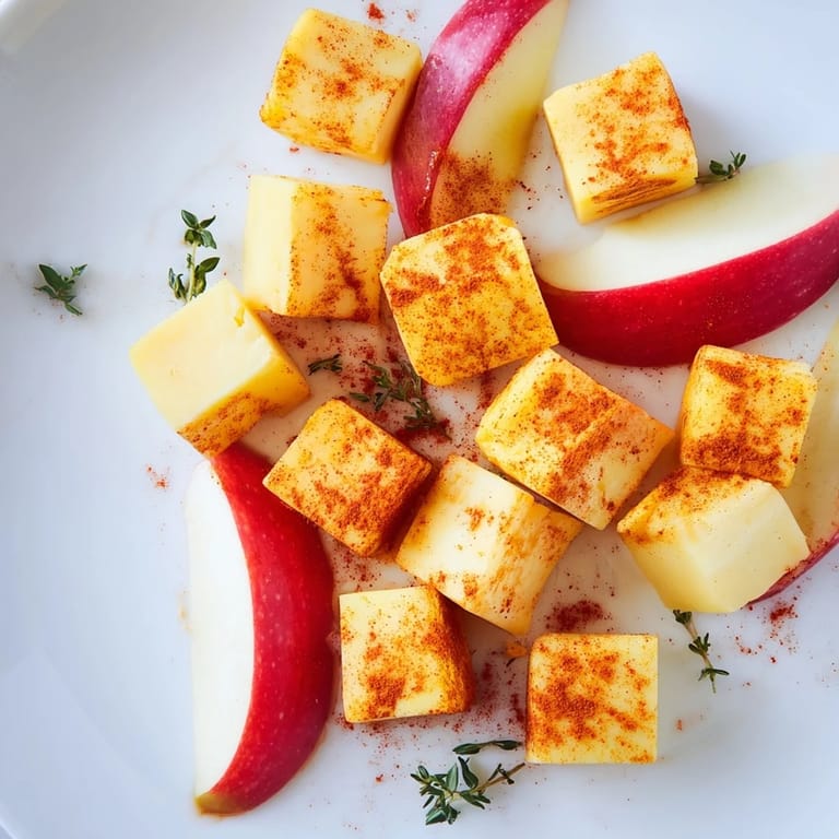 The Autumn Ember appetizer: A stunning vegetarian dish of cheese and apples, dusted with paprika.
