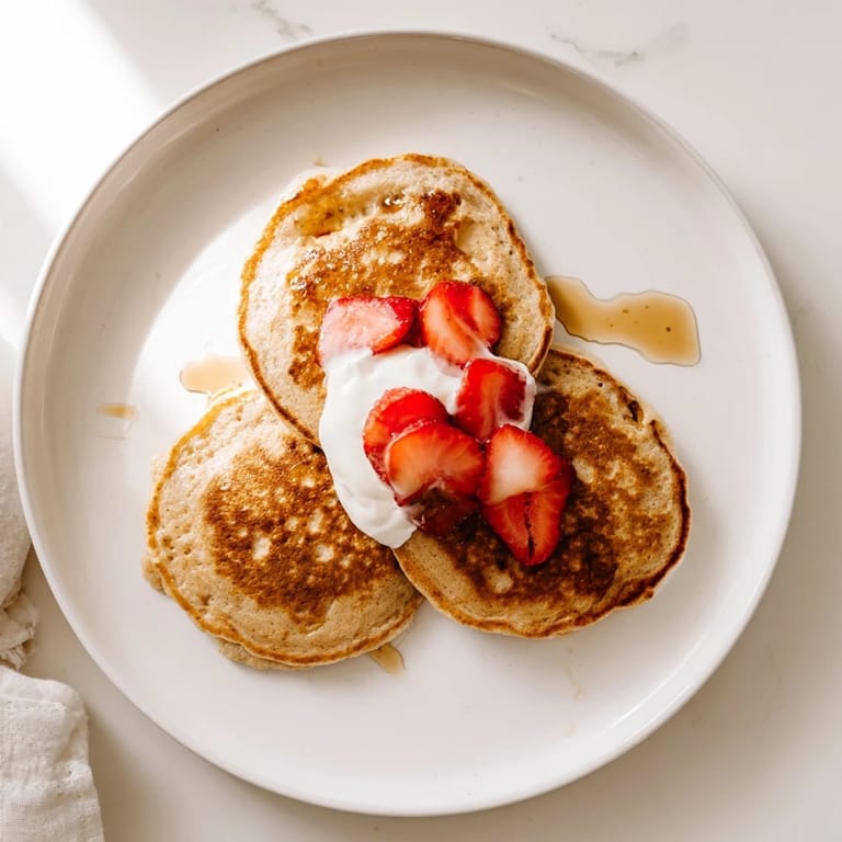 A stack of delicious Protein Banana Pancakes: perfect for a protein-packed, gluten-free breakfast.