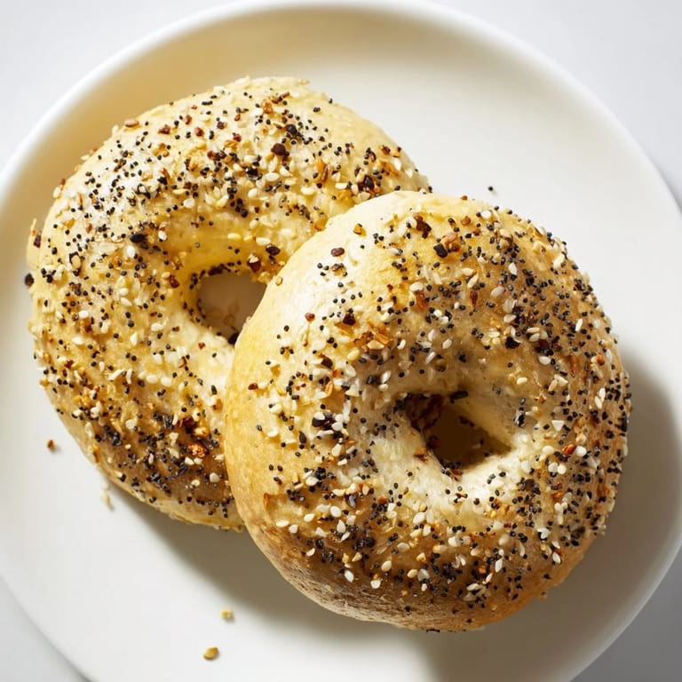 A close-up of fluffy Everything Bagel Yogurt Bagels, perfectly shaped and ready for a delicious breakfast.