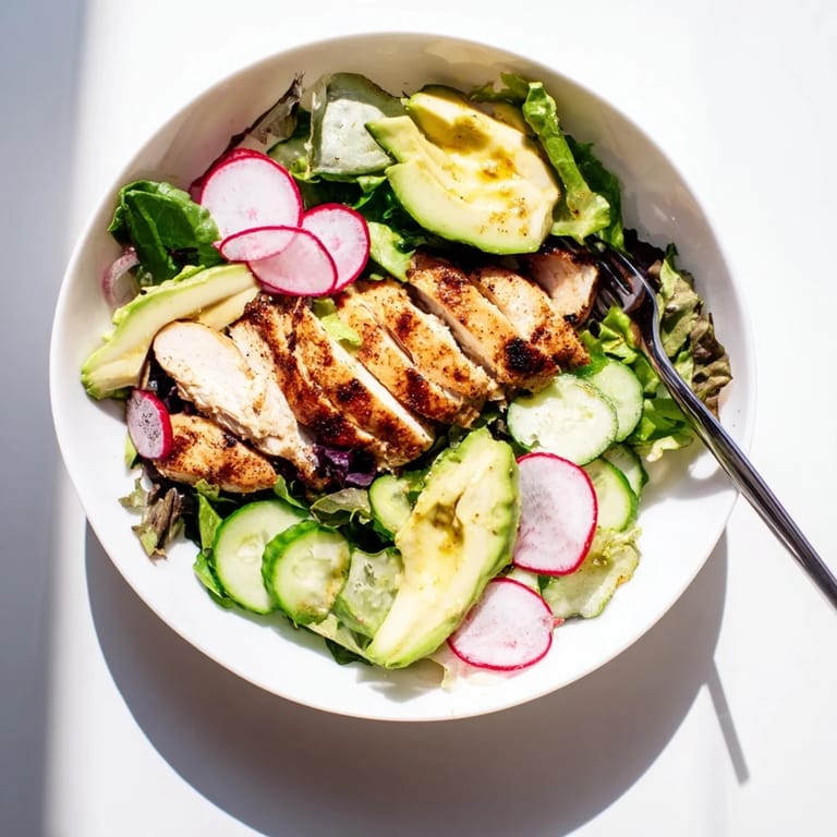 Spring Detox Chicken Salad features tender chicken, creamy avocado, and vibrant veggies drizzled with zesty lemon vinaigrette.