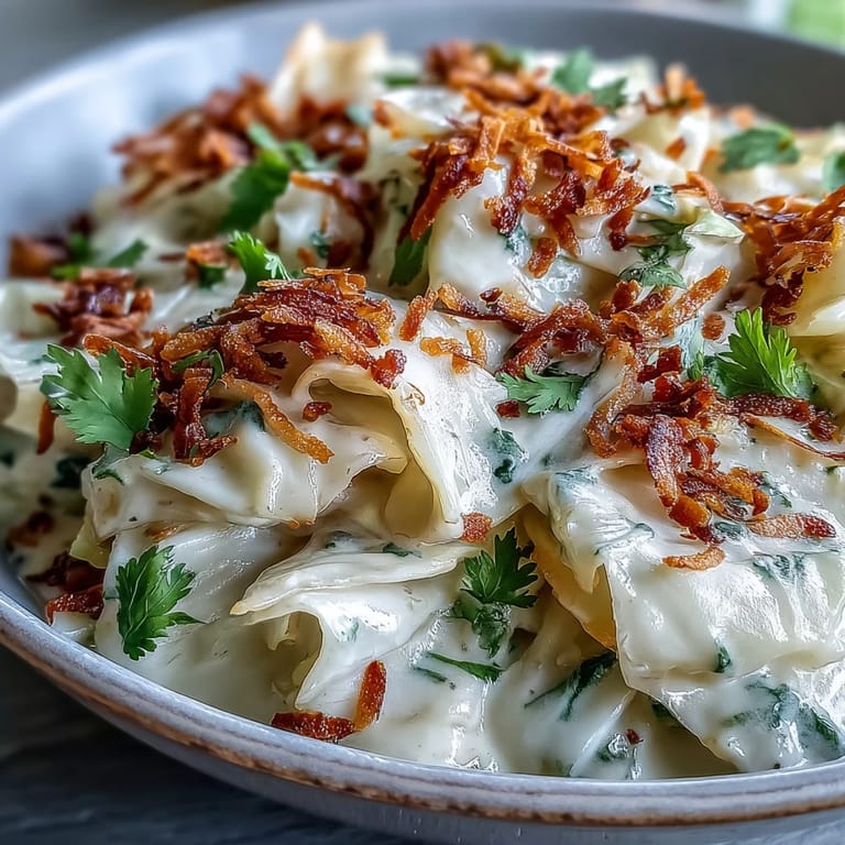A close-up shows steaming Coconut Braised Cabbage garnished with fresh cilantro and toasted coconut flakes.