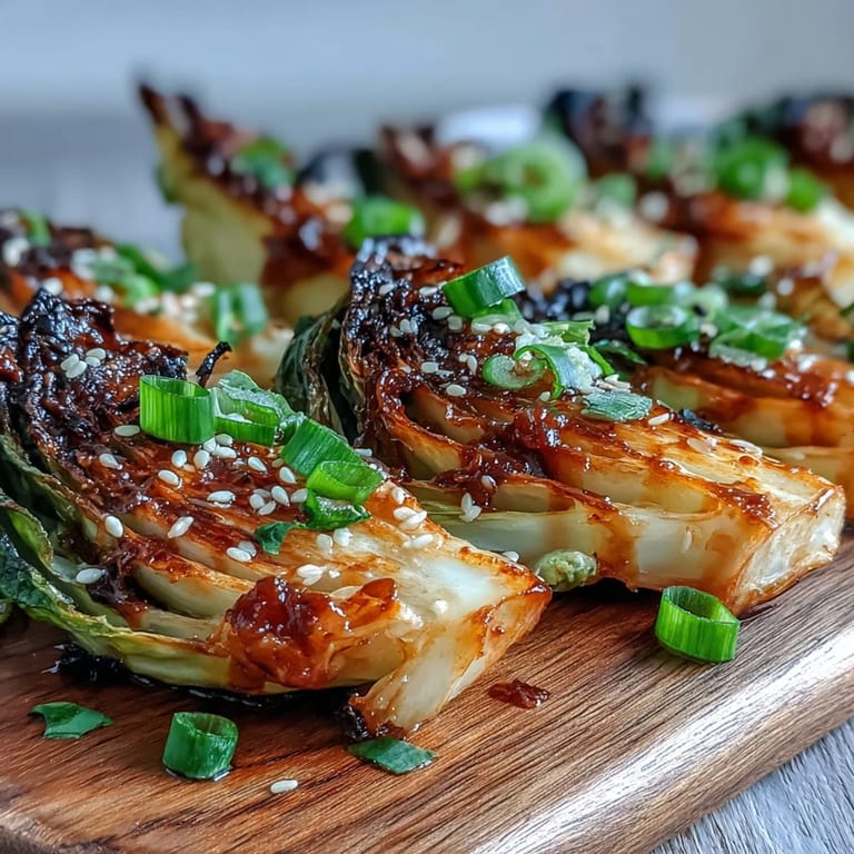 Freshly roasted Miso Butter Roasted Cabbage Wedges served hot with crispy charred edges and a buttery glaze.