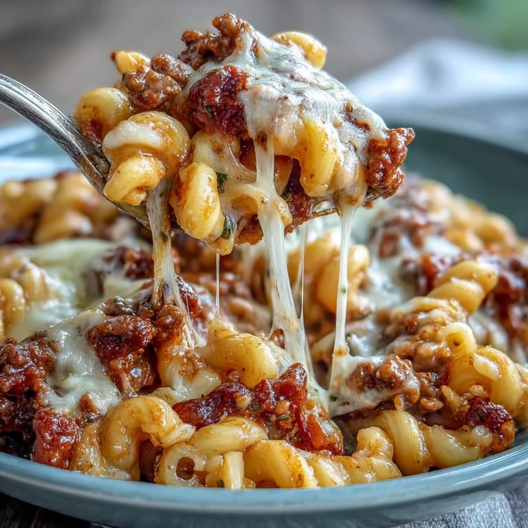 Steaming One-Pan High Protein Chili Mac with cheddar, beans, and jalapeños served beside tortilla chips.