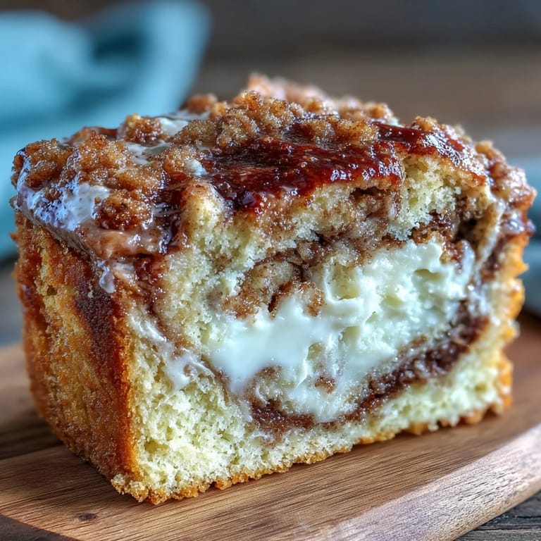 Moist Cream Cheese Cinnamon Swirl Banana Bread loaf is topped with sparkling cinnamon sugar and sliced for serving.
