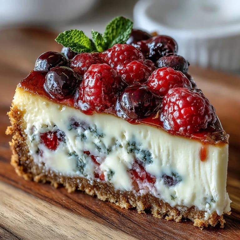 Creamy no-bake cheesecake base topped with strawberries and blueberries forming an American flag design for Independence Day.