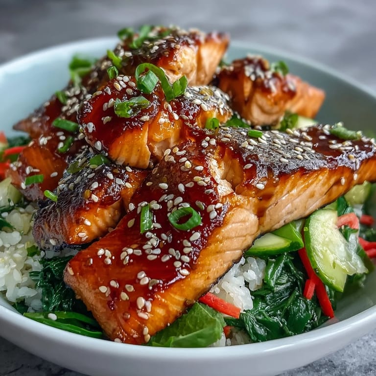 Quick and easy 15-Minute Teriyaki Salmon Bowl featuring tender salmon in sweet-savory sauce, perfect for busy weeknight meals.