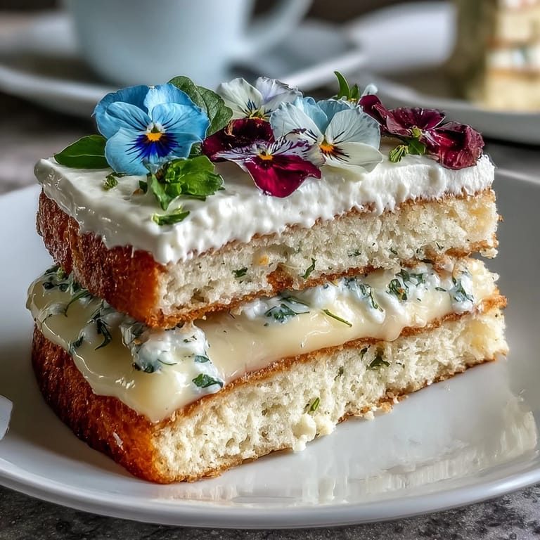 Elegant spring cake featuring edible flower decoration and luscious lemon curd filling, perfect for celebrations.