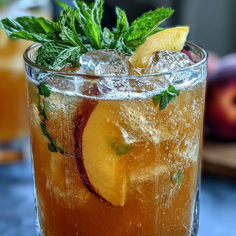 A copycat Starbucks Iced Peach Green Tea Lemonade with juicy peaches and crisp green tea.