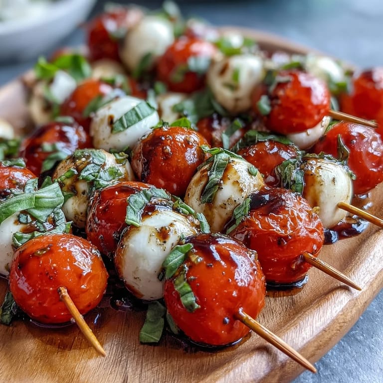 Appealing Caprese skewers appetizer, perfect for easy entertaining and snacking.