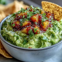 Vibrant Guacamole Bar with five fresh topping options, perfect for party appetizers and dipping.
